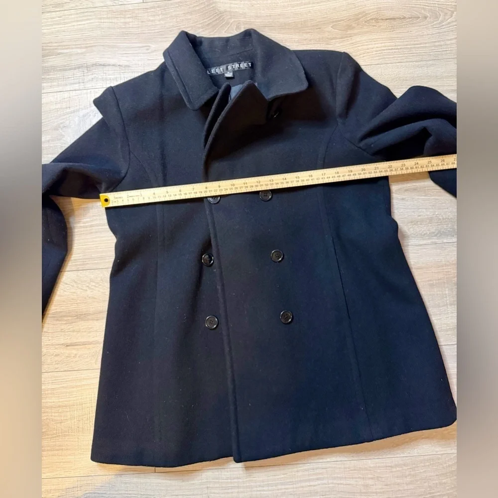 Fleet Street Women’s Black Wool Pea Coat Size M – Classic Double-Breasted Jacket